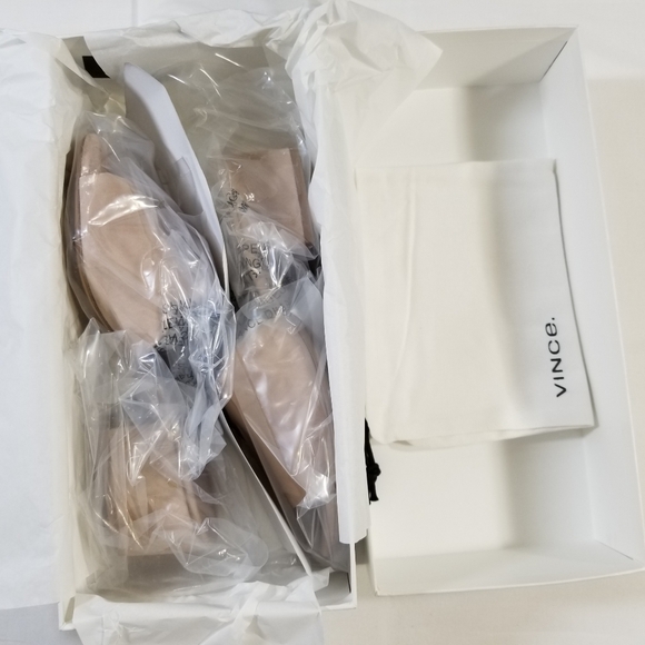 NIB Vince Rachelle 2 Suede Block Heel Mule Slide Sandals in Blush Pink - Picture 14 of 15